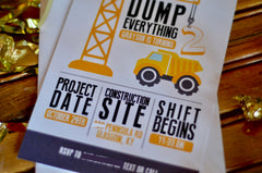 Dump Truck Construction 5x7 Birthday Party Invitation with Envelopes or DIY Printable