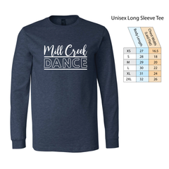 Mill Creek Dance Script Unisex Bella CVC Short Sleeve T-Shirt or Bella Long Sleeve Tee