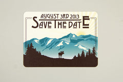 Alaska Denali Mount McKinley Vintage Landscape Wedding Save the Date Note Card with A2 Envelopes