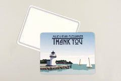 Connecticut Mystic Seaport Lighthouse with Sailboats Wedding Thank You Cards with A2 Envelope