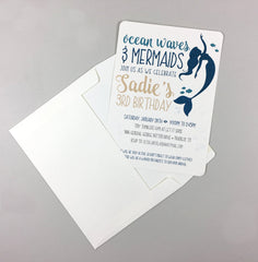 Mermaids Under the Sea Birthday Party 5x7 Invitation with A7 Envelopes - DIY Printable Mermaid Birthday Party Invitation