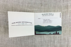 Appalachian Teal Mountains 3pg Livret Booklet Wedding Invitation with A7 Envelopes // Booklet Mountain Wedding Invitation
