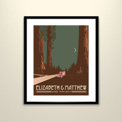 Sequoia National Park Night / Couples Wedding Gift / Anniversary Gift / 11x14 Vintage Travel  Poster / Wedding Poster (frame not included)