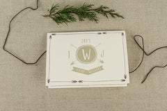 Campy Arrow Emblem Campy Trifold Wedding Invitation with Online RSVP with Envelope - Rustic Camp Trifold Wedding Invitation