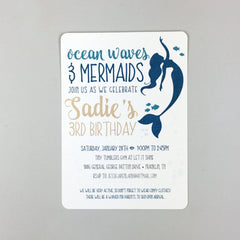 Mermaids Under the Sea Birthday Party 5x7 Invitation with A7 Envelopes - DIY Printable Mermaid Birthday Party Invitation