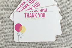 Pink and Yellow Balloon Birthday Thank You  Cards, Thank you for celebrating with me Notes for Kids,Kids Thank you notecards with blank envelopes