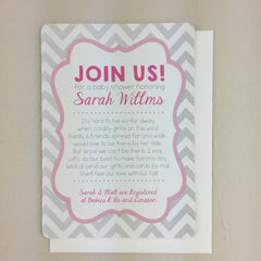 Pink and grey chevron Baby Shower Invitation with blank envelope // Baby Shower Invitation //DIY // Printable // Template