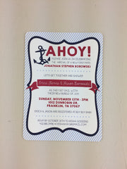 Nautical Anchor Baby Shower red and Navy Invitation with blank envelope // Baby Shower Invitation //DIY // Printable // Template