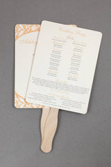 Elegant Peach Flourish Framed Ceremony Program Fans // Fully Assembled Wedding Ceremony Program Fans
