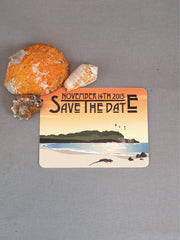 Caribbean Tropical Island Beach at Sunset Save the Date Notecards with A2 Envelopes // Bolongo Bay Virgin Islands - JA1
