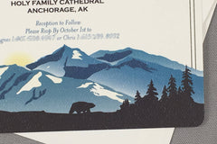 Alaska Denali Mountain Wedding 5x7 Invitation with Envelope // Come Celebrate Mountain Wedding Invite