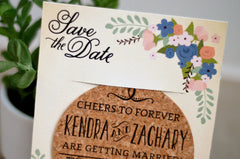 Cheers to Forever Vintage Floral Cork Coaster Save the Date with Envelope
