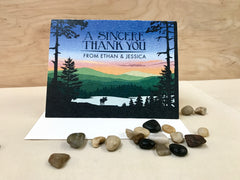 Maine Woods and Lake at Sunset Folded Thank You Notes