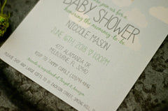 Flying Elephant with Baby Gender Neutral 5x7 Baby Shower Invite with Envelope // BP1