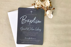 Rustic Gray and White Christian Baptism Invitation with A7 Envelope // Template // DIY Printable // Baptism Invite Template
