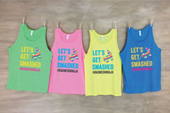 Lets Get Smashed-Bachelorette Party Shirts-Beach Bachelorette-Neon Beach Tanks-Bachelorette Party Shirt Sets-Hit That Pinata