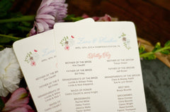 Beautiful Blue, Pink & Green Spring Flower Garden 5x8 Wedding Ceremony Program (one-sided) // BP1
