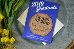 Graduation Announcement, Graduation Party Invitations & Announcement Blue and White // Photo Card Cork Coaster Save the Date with Envelopes