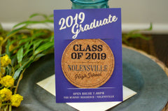 Graduation Announcement, Graduation Party Invitations & Announcement Blue and White // Photo Card Cork Coaster Save the Date with Envelopes