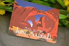 Arches National Park Wedding Elopement Just Married Announcement Postcard // Orange Desert Landscape Eloped Announcement Postcard
