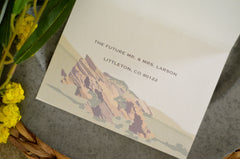 Red Rock State Park Colorado Trifold Wedding Invitation with Postcard RSVP // A6 Colorado Mountain Landscape Trifold Wedding Invite