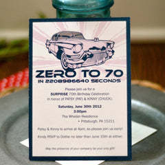 Vintage Chevy Car Birthday Invite, zero to 70 in Seconds, or DIY Printable Printable Birthday Invite Ready to Print File