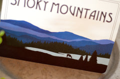 5x7 FLAT Craftsman Table Number -Wedding Sign Smokey Mountain National Park Mountain Skyline with Deer at Blue Lake Landscape