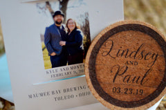 Black and Cream Save the Date Cork Coaster Save the Date with Engagement Photos // Engagement Photo Wedding Cork Coaster