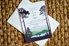 Catskill Mountains New York Appalachian Green Rolling Hills Strata Layered Wedding Invitation w/ RSVP Postcard and Details Card