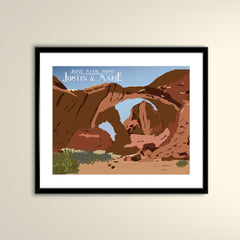 Arches National Park Utah - Double Arches Wedding Poster - Travel 14x11 Poster - Personalized Wedding Poster (Frame not Included)