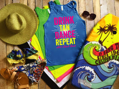 Drink Tan Dance Repeat / Bachelorette Party Shirts / Beach Bachelorette / Beach Cover Up / Matching Shirts / Beach Tank Sets