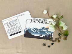 Denali Alaska Turquoise and Brown Bear Landscape with Sunset Wedding Announcement Postcard