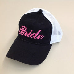 Bride Trucker Hat (Black hat w/ Pink thread) / Bride Hat / Bride Basecall Cap