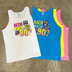 Back to the 90s Bachelorette Party or Bachelor Party Personalized Beach Tanks