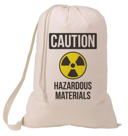 Caution Hazardous Materials Grad Gift Laundry Bag, Humorous Laundry Bag, College Hamper, College Student Gift- Graduation Gift