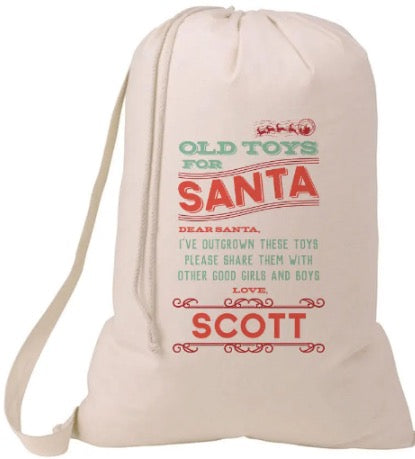 Santa Give Back Sack, Personalized Santa Exchange Bag