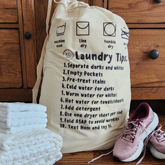 Laundry Tips, Laundry Bag, Humorous Laundry Bag, College Hamper, Laundry Tips, Graduation Gift, College Bound