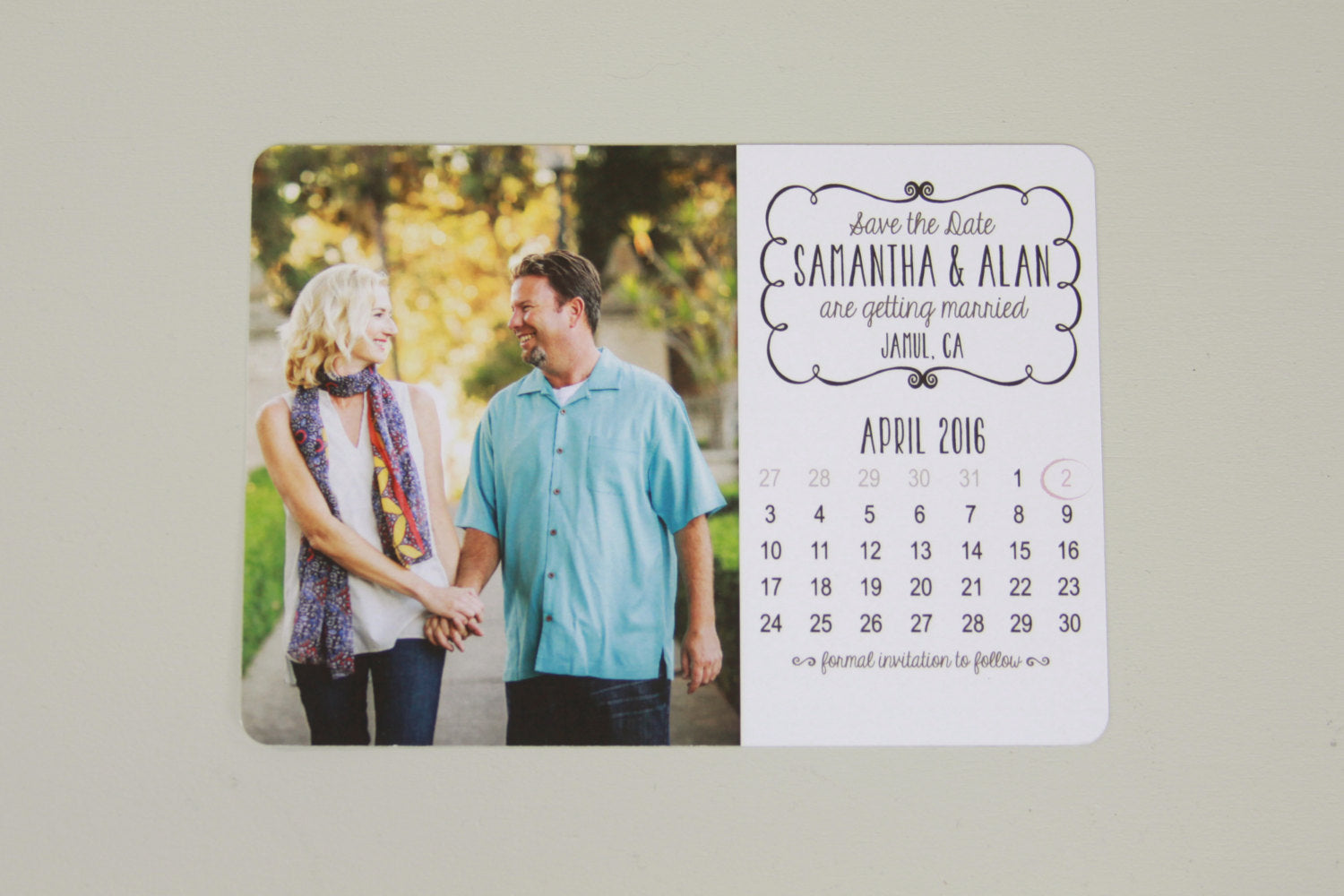 Photo Calendar Save the Date Postcard with Calendar // Wedding Save the Date Postcard Announcement