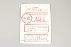 Oh Baby It's Chili Baby Shower Invitation // Retro Girl Stamp Baby Shower Invite // Chili Cook-off
