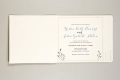 Rustic Elegant Script Floral 3pg Livret Booklet Wedding Invitation with RSVP Postcard and Envelopes