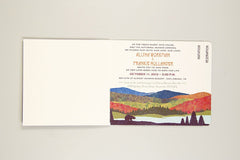 Fall Appalachian 3pg Mountain Wedding Invitation Booklet with RSVP Postcard and Envelope