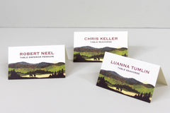 Appalachian Green and Blue Rolling Hills Tented Escort Cards // Tented Seating Cards // Place Cards