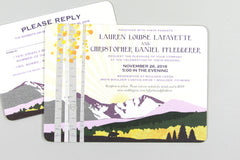 Longs Peak Colorado Mountain with Aspens 5x7 Wedding Invitation with RSVP Postcard and Envelopes