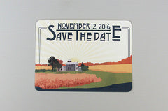 Family Farm with Wheat Field Vintage Landscape Wedding Save the Date Note Card with A2 Envelopes