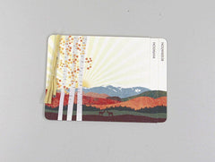 Fall Mt Washington with Birch Trees 3pg Livret Booklet Wedding Invitation with RSVP Postcard and A7 Envelopes
