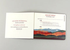 Fall Mt Washington with Birch Trees 3pg Livret Booklet Wedding Invitation with RSVP Postcard and A7 Envelopes