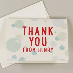Bubbles Personalized with Name Folded Thank You Card - Folded Thank You Card with Blank Envelope