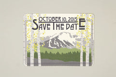 Pikes Peak with Aspens Save the Date // Mountain Wedding Save the Date Postcard Announcement