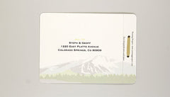 Pikes Peak Colorado 3pg Livret Booklet Wedding Invitation with RSVP Postcard and Envelopes