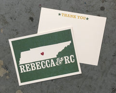 Tennessee Hatch Inspired Rustic Wedding Thank You Notecard with A2 Envelope